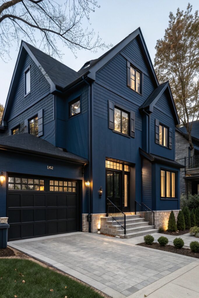 12 Dark Blue House Exterior Ideas That Look Bold, Elegant, and Timeless 12 Dark Blue House Exterior Ideas That Look Bold, Elegant, and Timeless