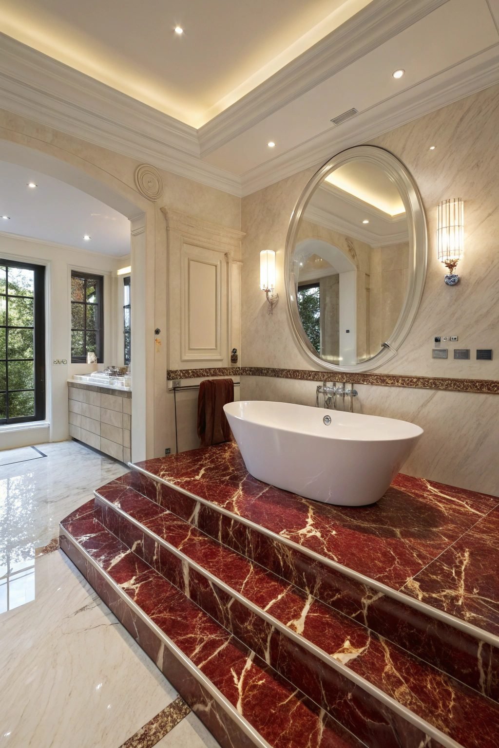 Bathroom with freestanding tub