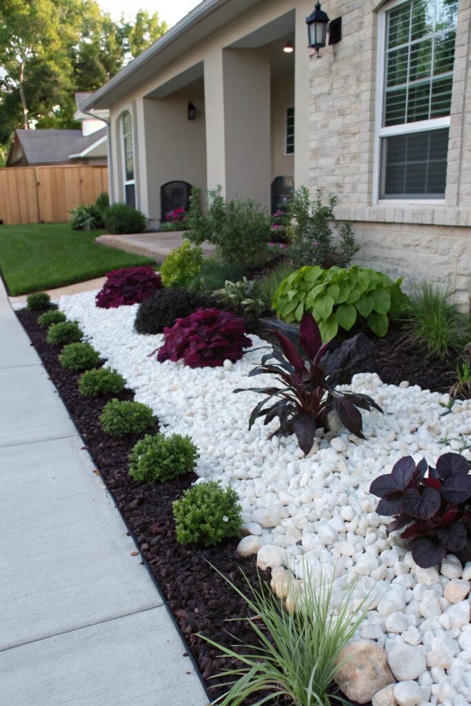 11 Creative White Rock Landscaping Ideas for Front Yard Makeovers