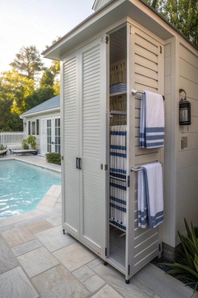 12 Pool Towel Storage Ideas That Keep Outdoor Areas Organized 12 Pool Towel Storage Ideas That Keep Outdoor Areas Organized