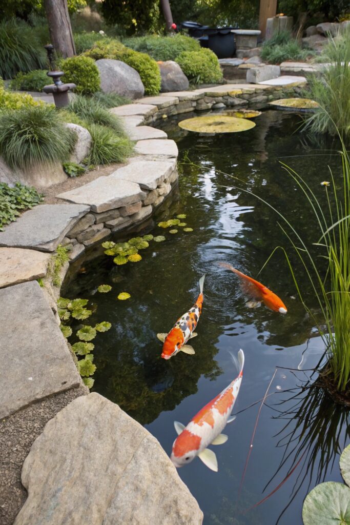 12 Pond Ideas to Brighten Up Your Yard All Year Round classic koi pond backyard water feature