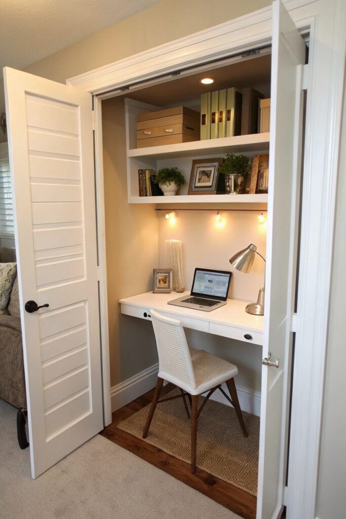 12 Home Office Ideas That Boost Productivity in Small Spaces closet office cloffice small space