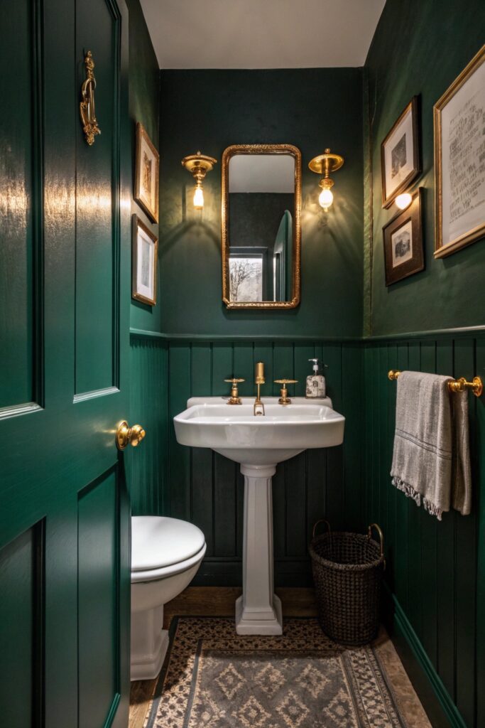 11 Moody Vintage Bathroom Ideas That Blend Elegance With Charm deep moody paint color vintage bathroom
