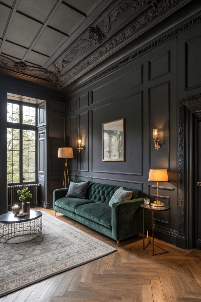 12 Modern Moody Elegant Living Rooms That Feel Luxurious modern moody elegant living rooms