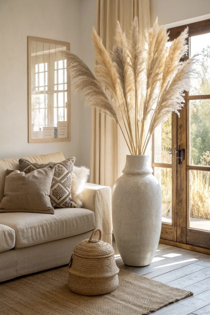 15 Pampas Grass Decor Ideas to Create a Cozy Modern Home tall floor vase living room corner pampas grass