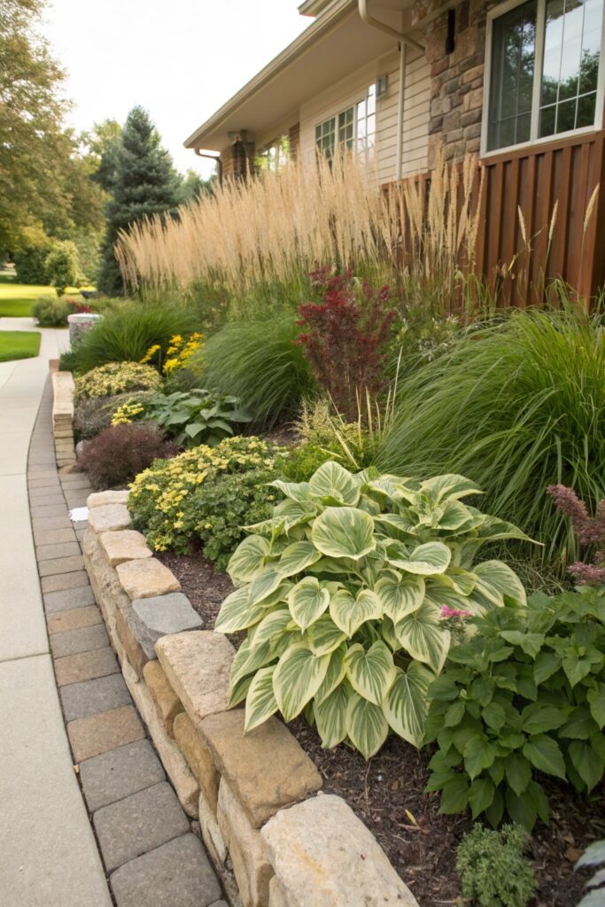 15 Flower Beds in Front of House Ideas That Look Gorgeous Year-Round layer plants height flower bed