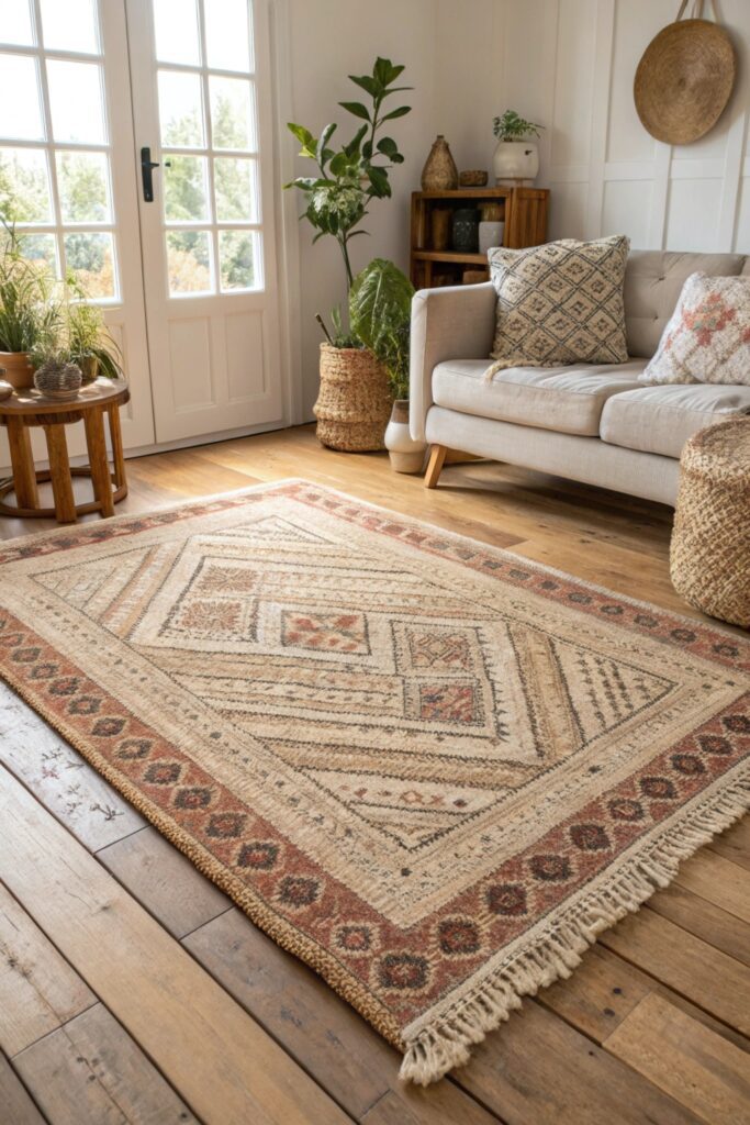 15 Modern Bohemian Living Room Ideas You'll Fall in Love With layer textured area rugs boho living room