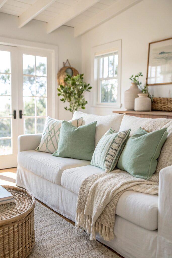 15 Spring Decor Ideas That Instantly Refresh Your Home swap throw pillows lighter fabrics spring