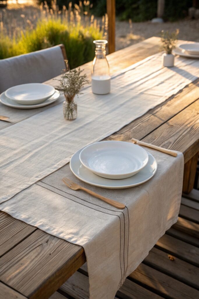 linen table runner summer tablescape