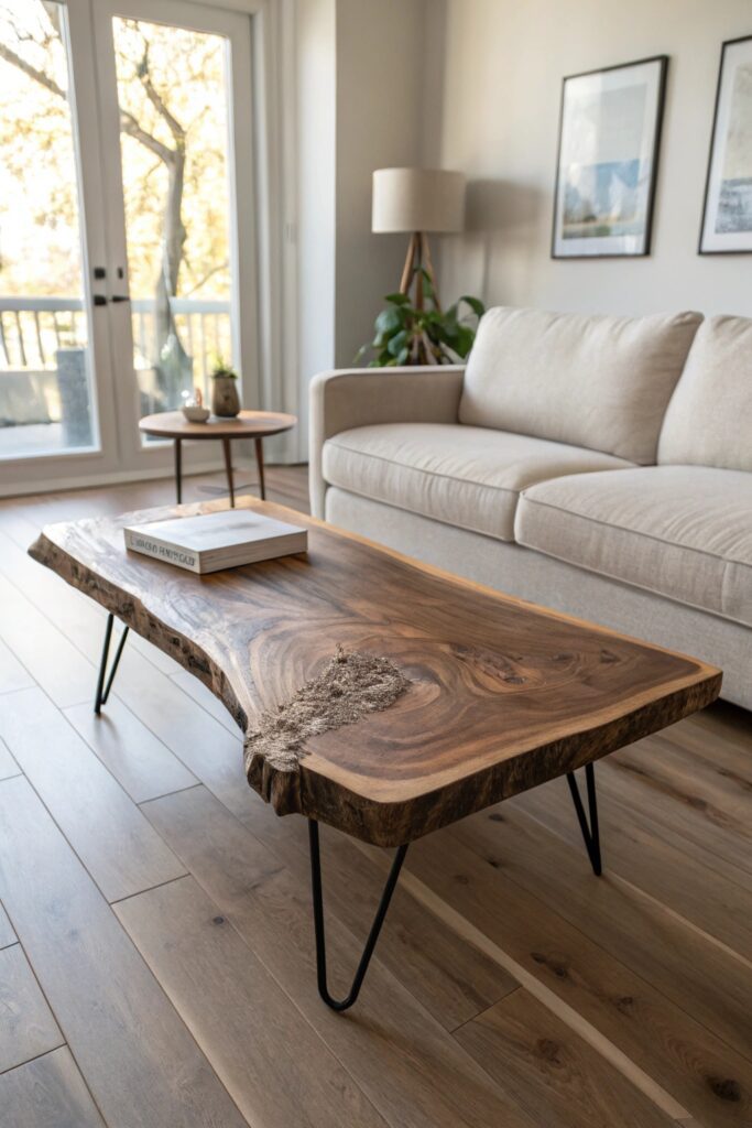 15 Coffee Table Ideas That Instantly Elevate Your Living Room live edge wood coffee table