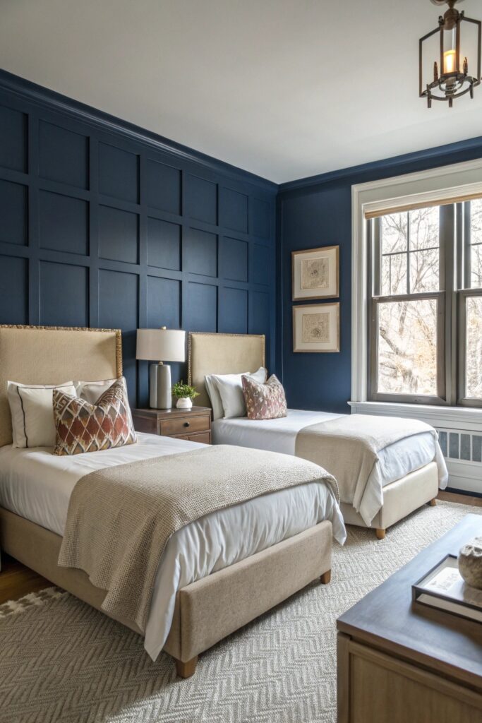 navy accent wall dorm room removable