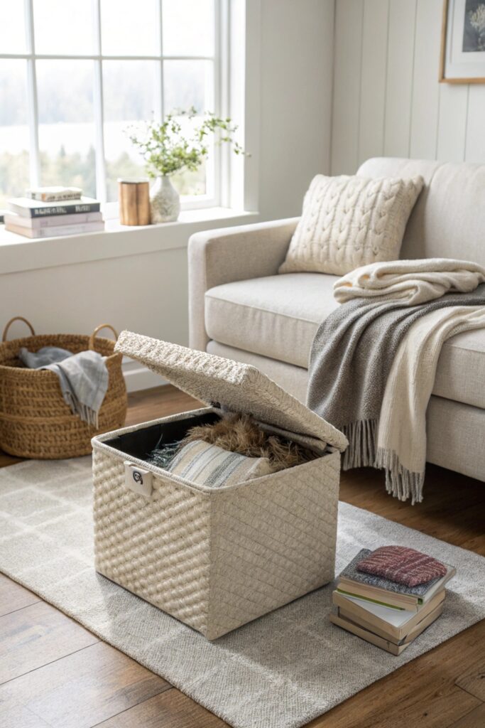 15 Small Space Living Essentials Every Apartment Needs storage ottoman small space essential