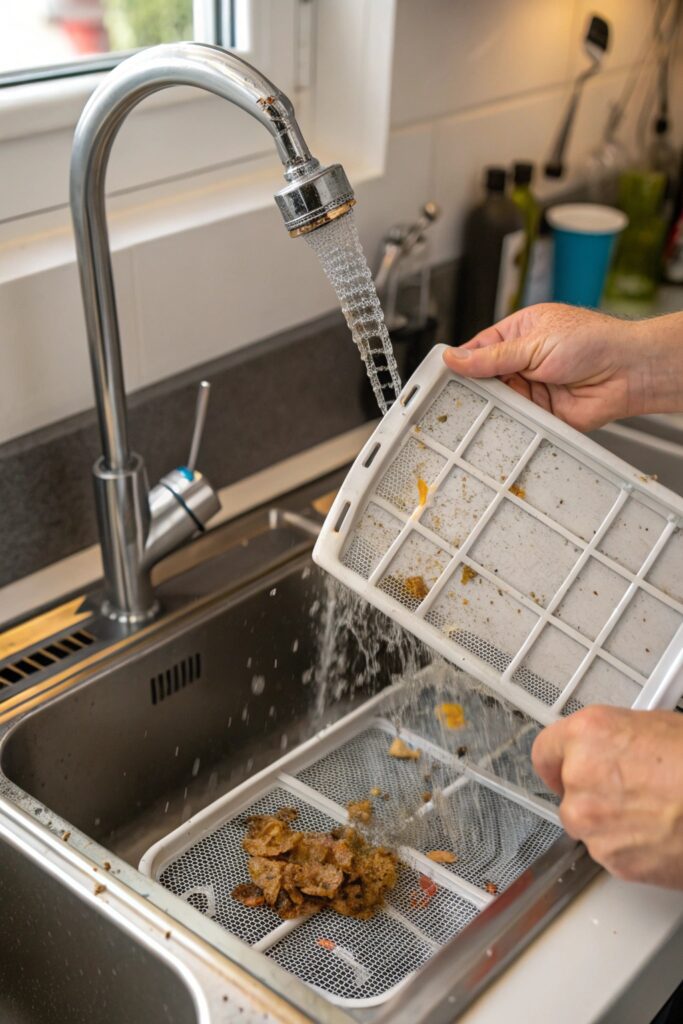 10 Reasons Bosch Dishwasher Dishes Taste Like Soap (With Solutions) dirty filter residue recirculation bosch dishwasher