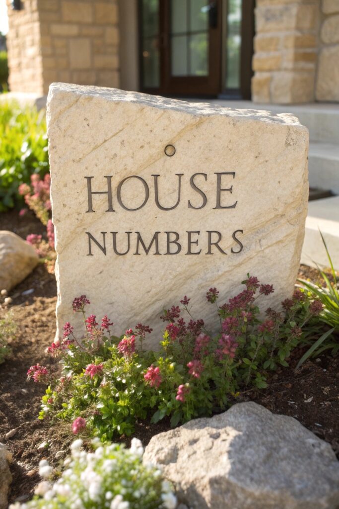 decorative address marker stone driveway