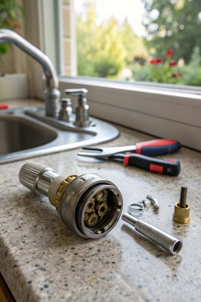 12 Reasons There's No Water in the Kitchen but Everywhere Else faulty cartridge valve inside faucet kitchen