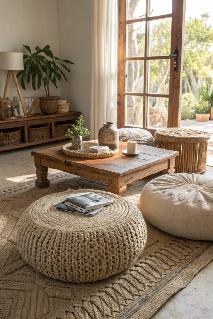 15 Modern Bohemian Living Room Ideas You'll Fall in Love With floor cushions extra seating boho living room