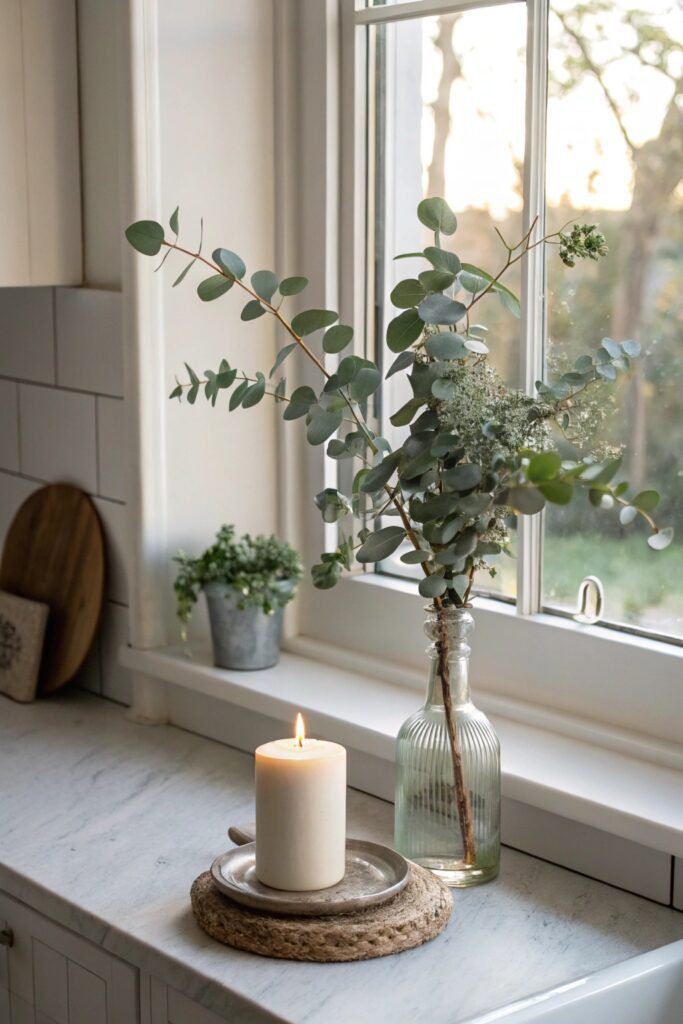 10 Faux Eucalyptus Decor Ideas That Look Surprisingly Real mini eucalyptus centerpiece everyday