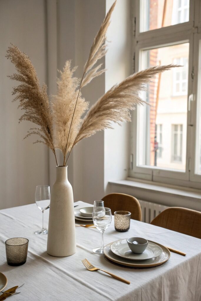 15 Dining Table Centerpiece Ideas That Make Every Meal Feel Special minimalist single stem dining table centerpiece