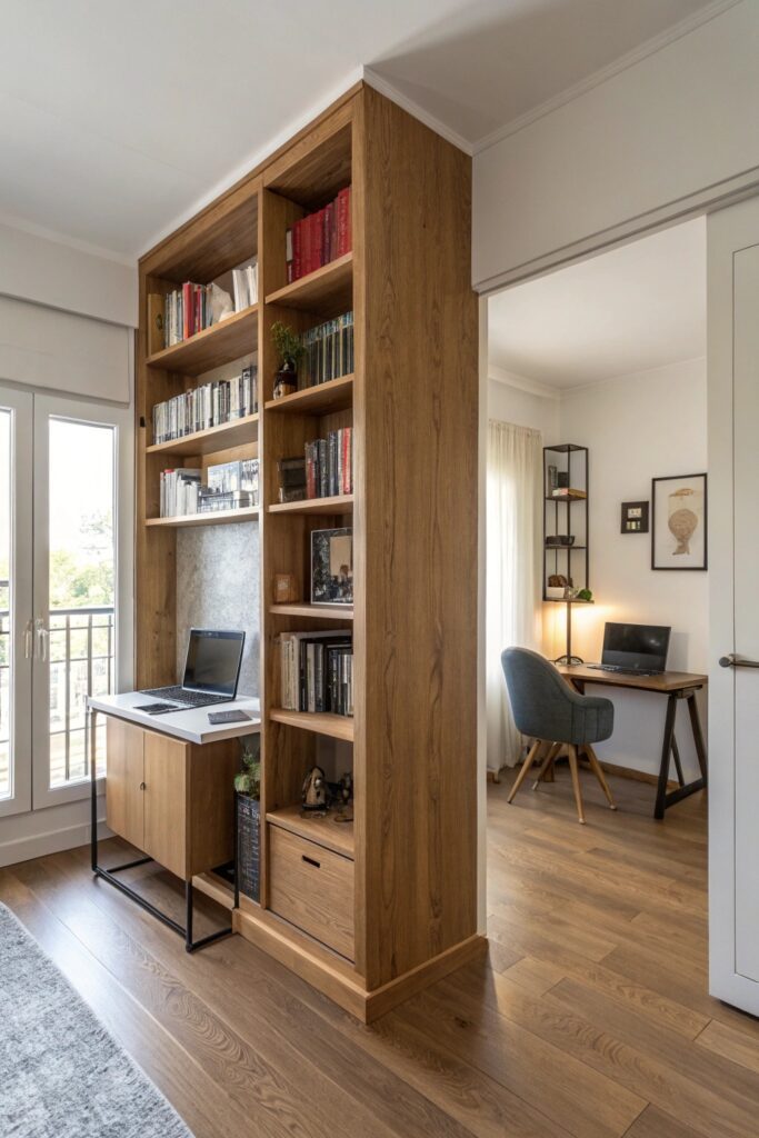 12 Home Office Ideas That Boost Productivity in Small Spaces room divider office nook small space