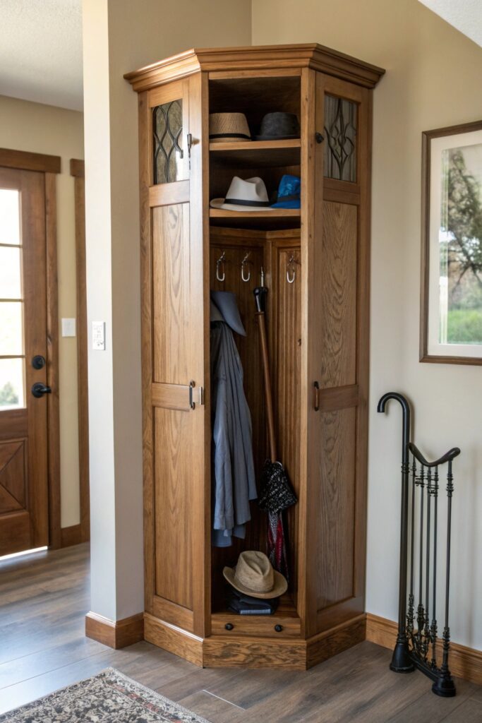vertical space tall narrow cabinet diy mudroom