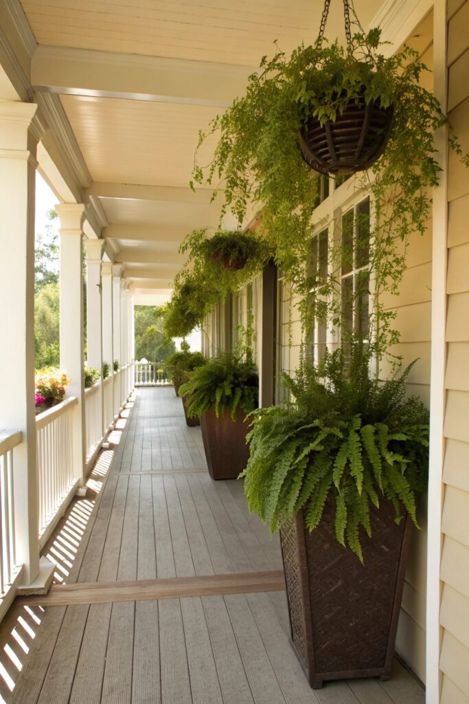 vertical elements draw eye up long porch