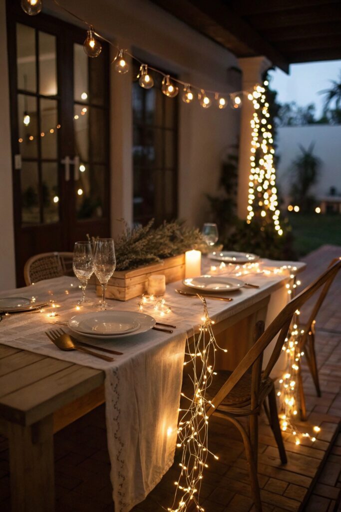 15 Dining Table Centerpiece Ideas That Make Every Meal Feel Special fairy lights ambiance dining table centerpiece