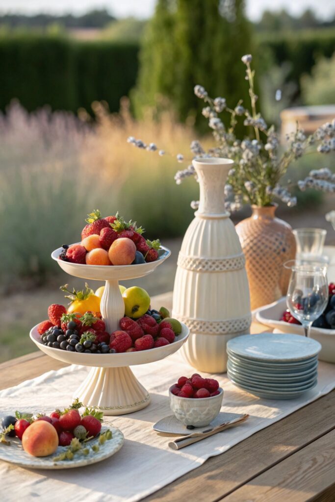 tiered centerpiece height summer tablescape