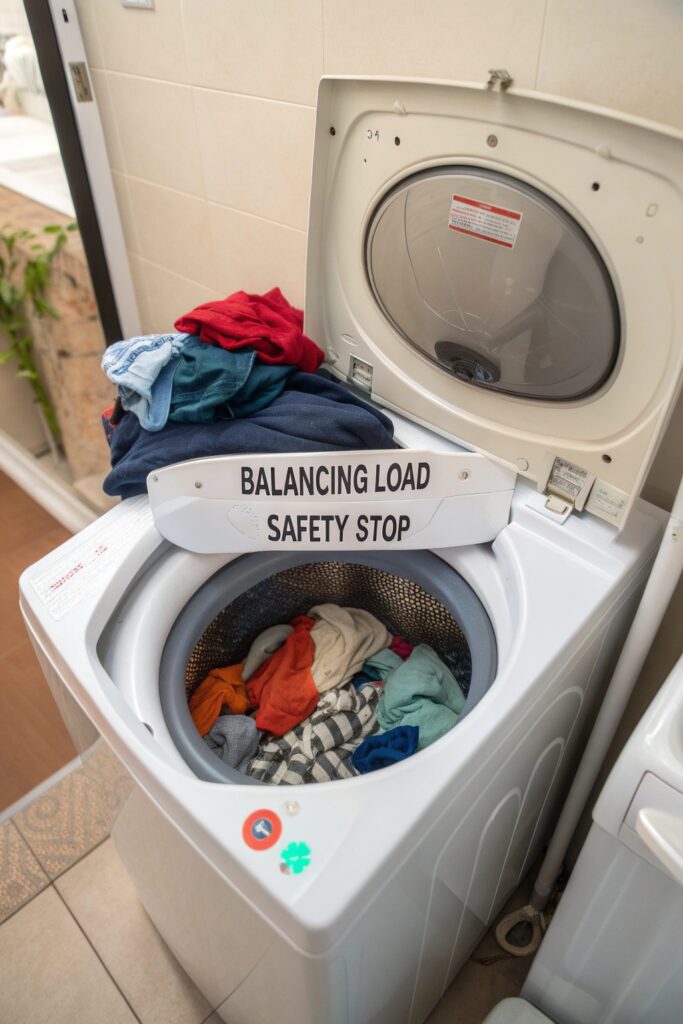 12 Reasons Your Washing Machine Stopped Full of Water unbalanced load safety stop washing machine