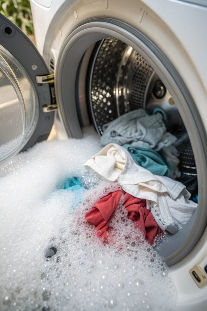 excess suds too much detergent washing machine
