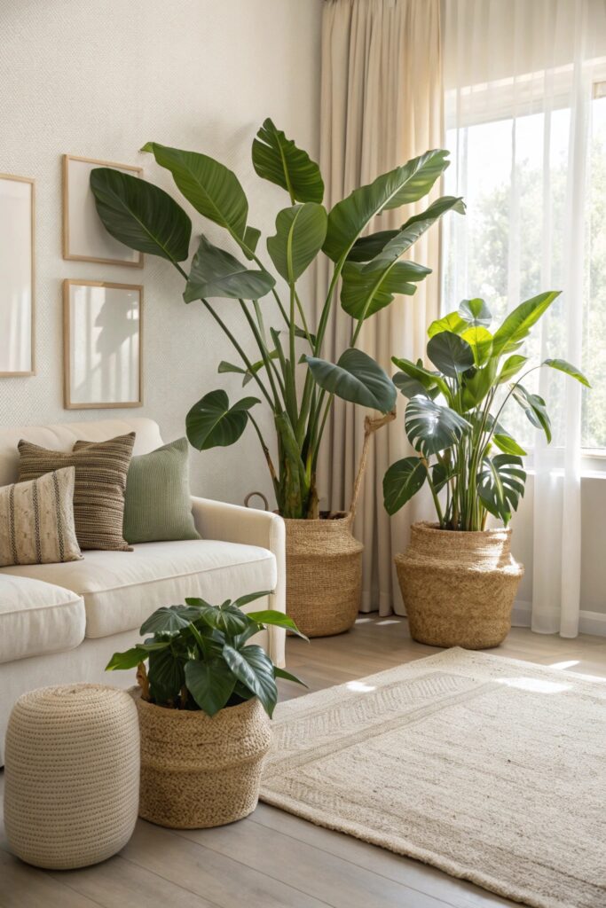 greenery natural contrast neutral living room