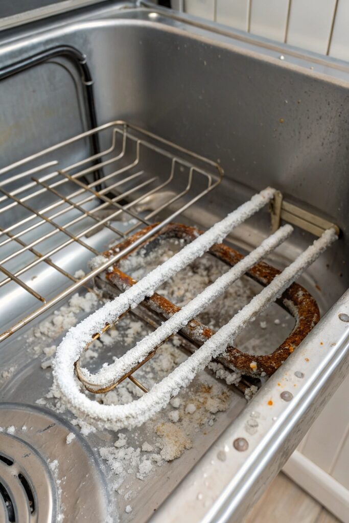 12 Reasons Your Whirlpool Dishwasher Heat Dry Only Isn't Working mineral buildup insulating heating element dishwasher