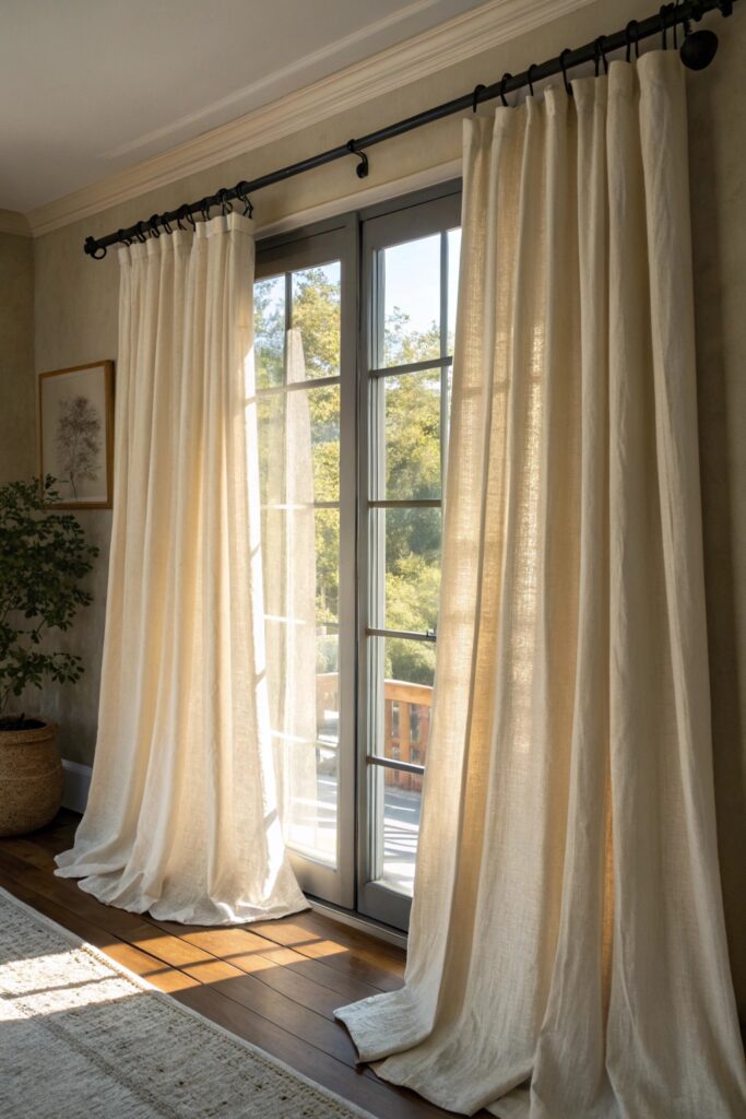 linen curtain farmhouse window treatment