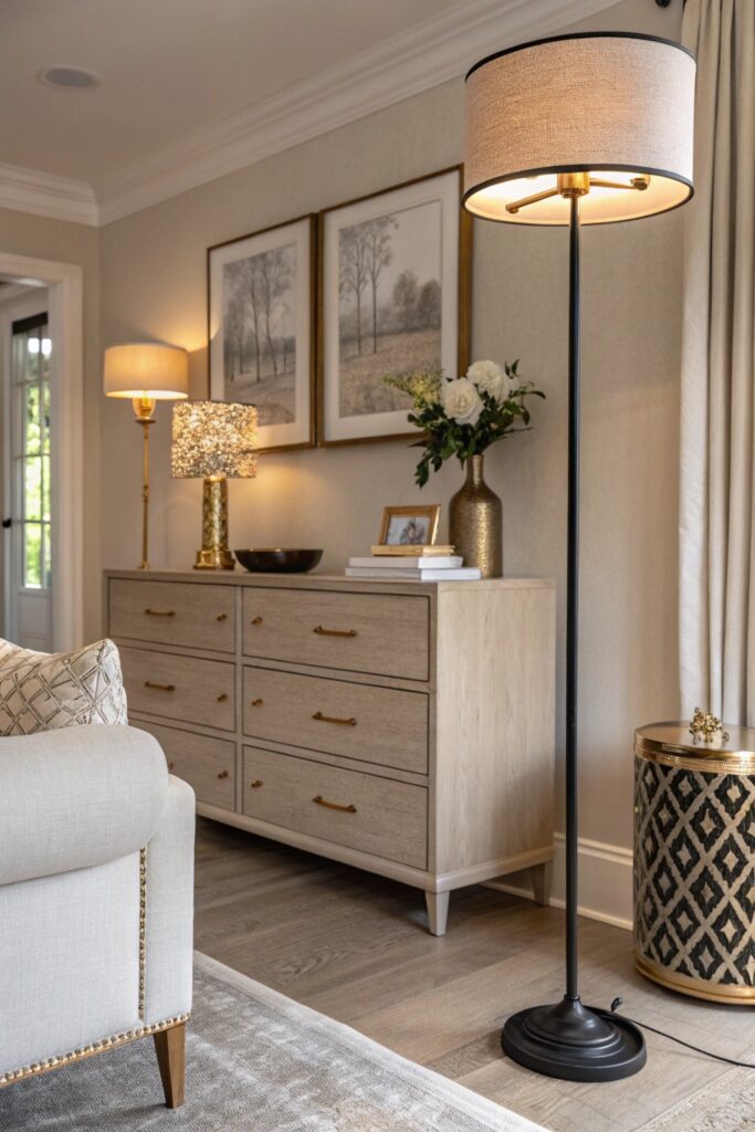 metallic accents sparingly neutral living room