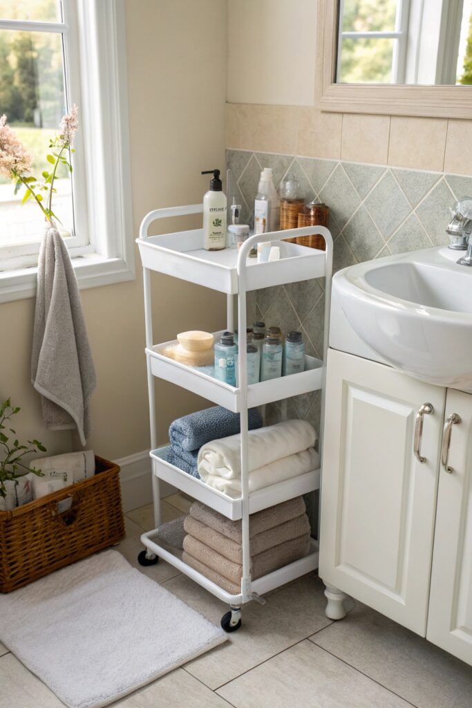 15 Small Space Living Essentials Every Apartment Needs rolling storage cart small space essential