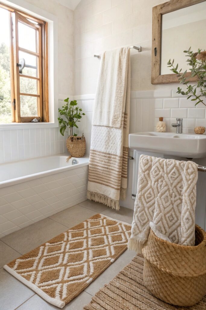 14 Small Bathroom Ideas That Make Tiny Spaces Feel Bigger cohesive color palette small bathroom
