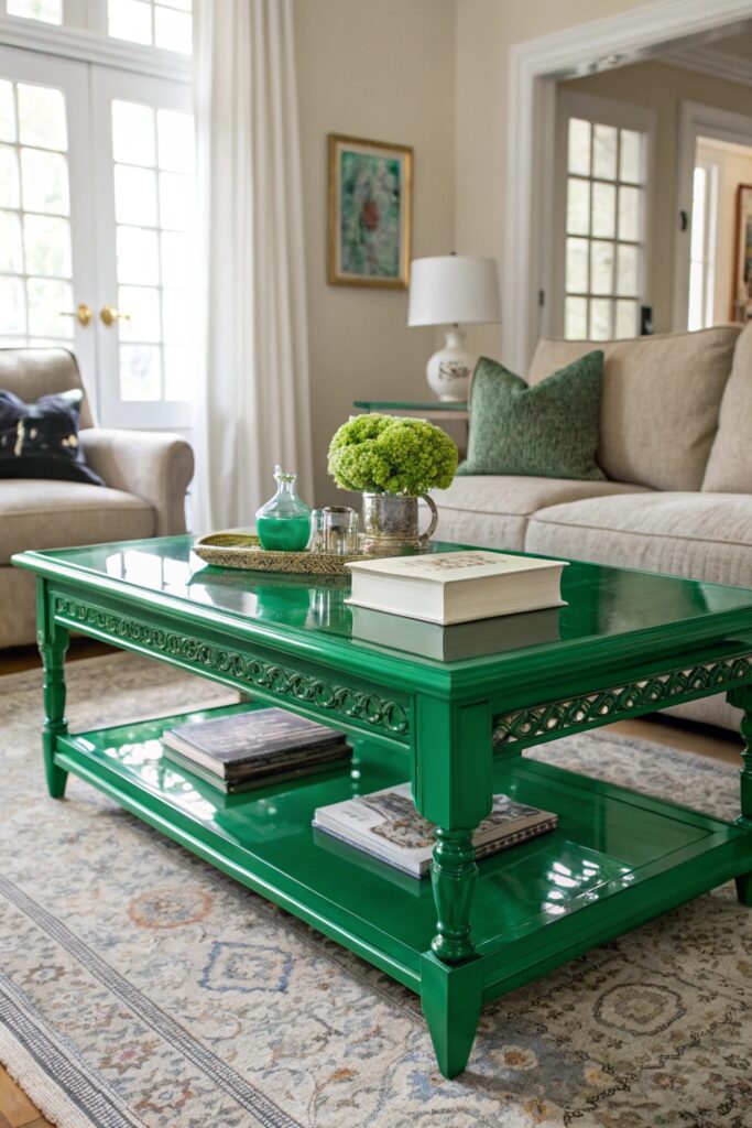 15 Coffee Table Ideas That Instantly Elevate Your Living Room colorful coffee table statement