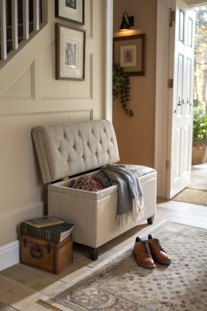 slim storage bench diy mudroom