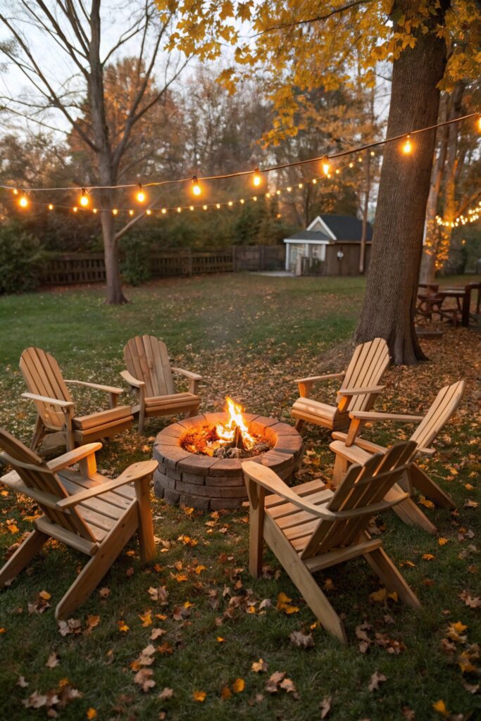 adirondack chairs semi circle fire pit