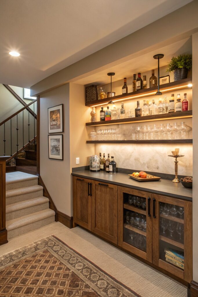 10 Home Lounge Room Bar Ideas Perfect for Entertaining Guests dedicated bar nook shelving lounge room