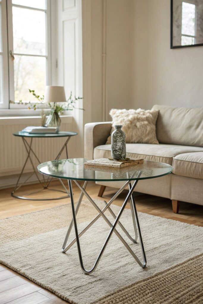 15 Coffee Table Ideas That Instantly Elevate Your Living Room glass top coffee table airy