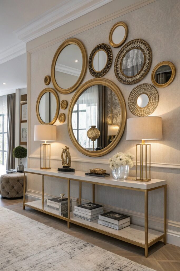 gallery wall mirrors living room