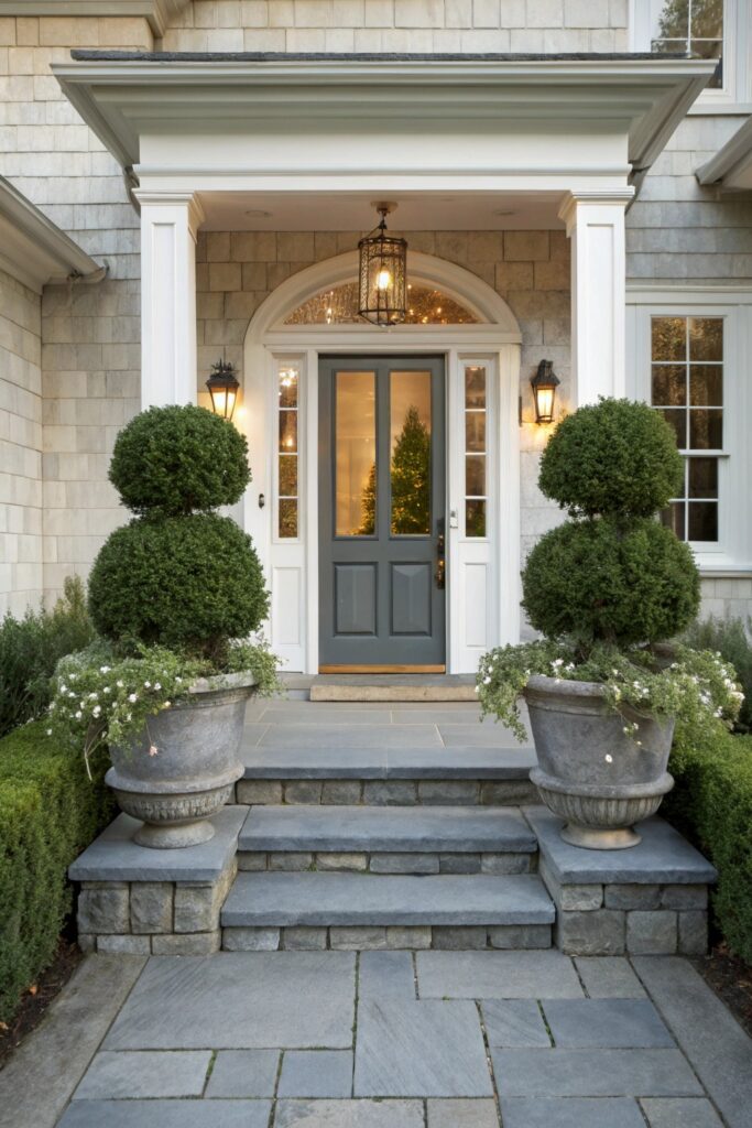 oversized planters entry long porch