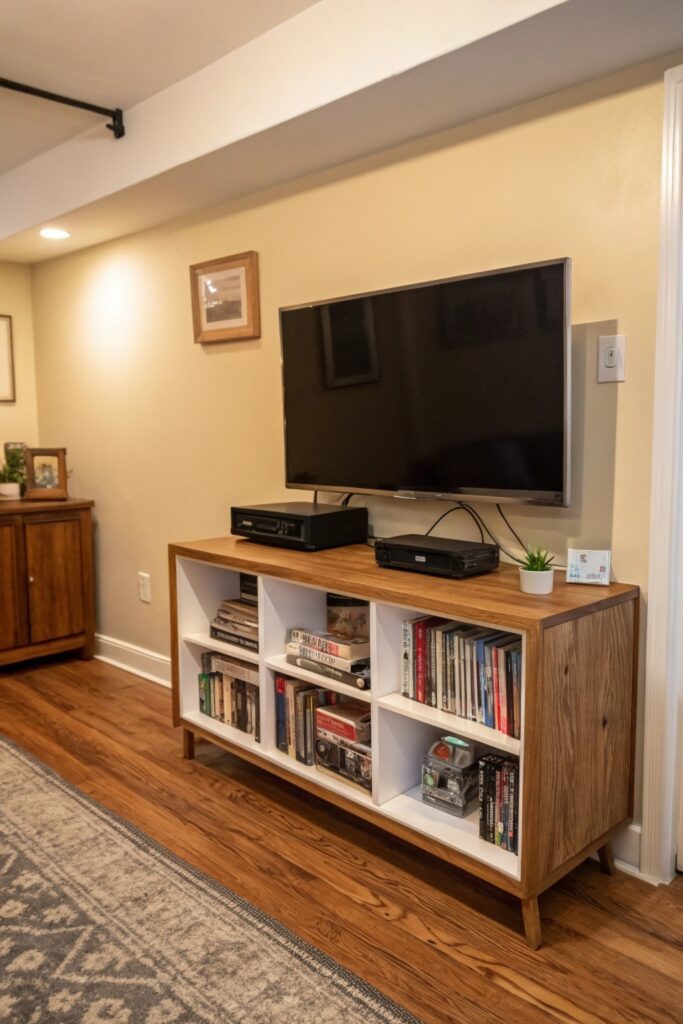 slim media console small living room