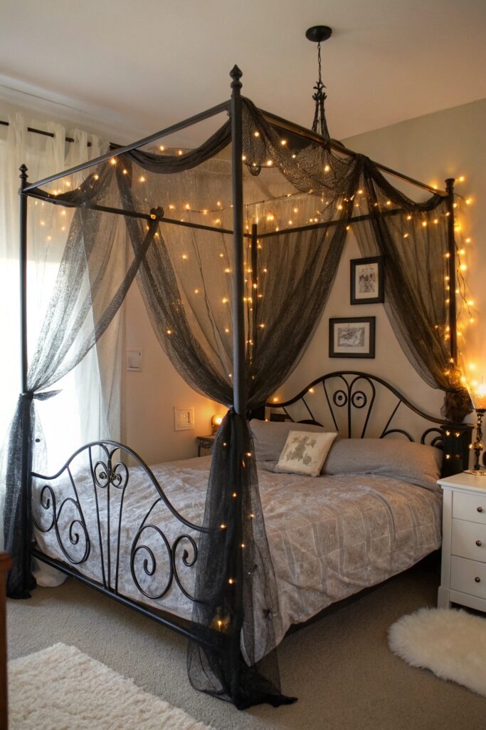 12 Whimsy Goth Bedroom Ideas for a Dark Yet Cozy Aesthetic canopy bed dramatic flair whimsy goth bedroom