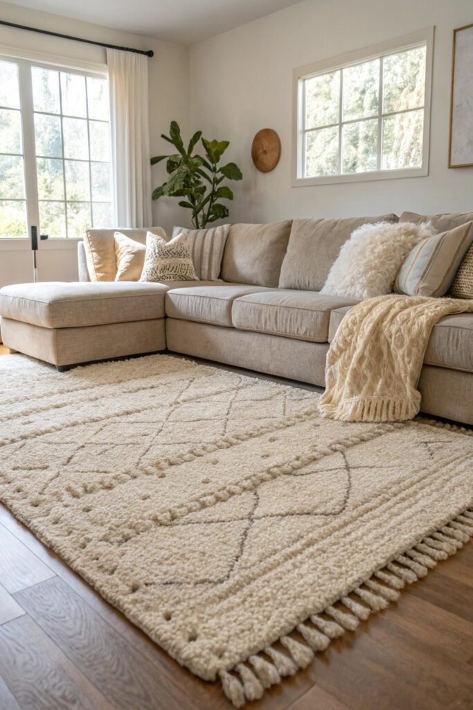 14 Cozy Home Decor Living Room Ideas for a Warm and Inviting Space chunky area rug cozy living room