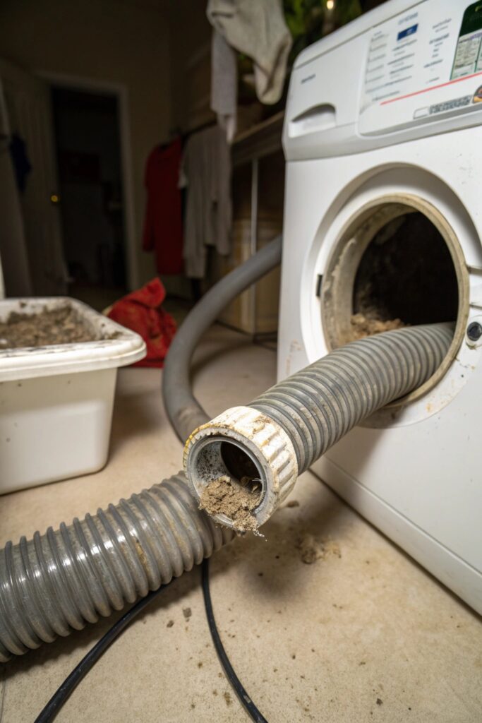 clogged drain hose washing machine spin cycle