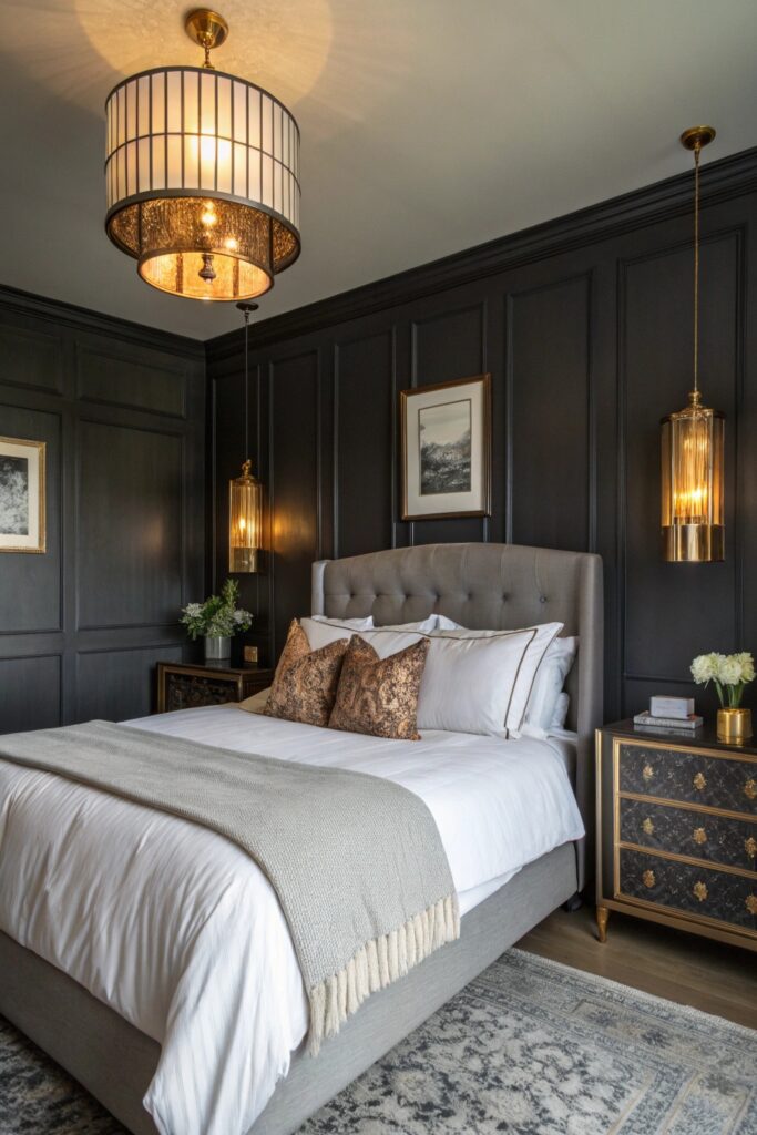 deep charcoal bedroom color dramatic