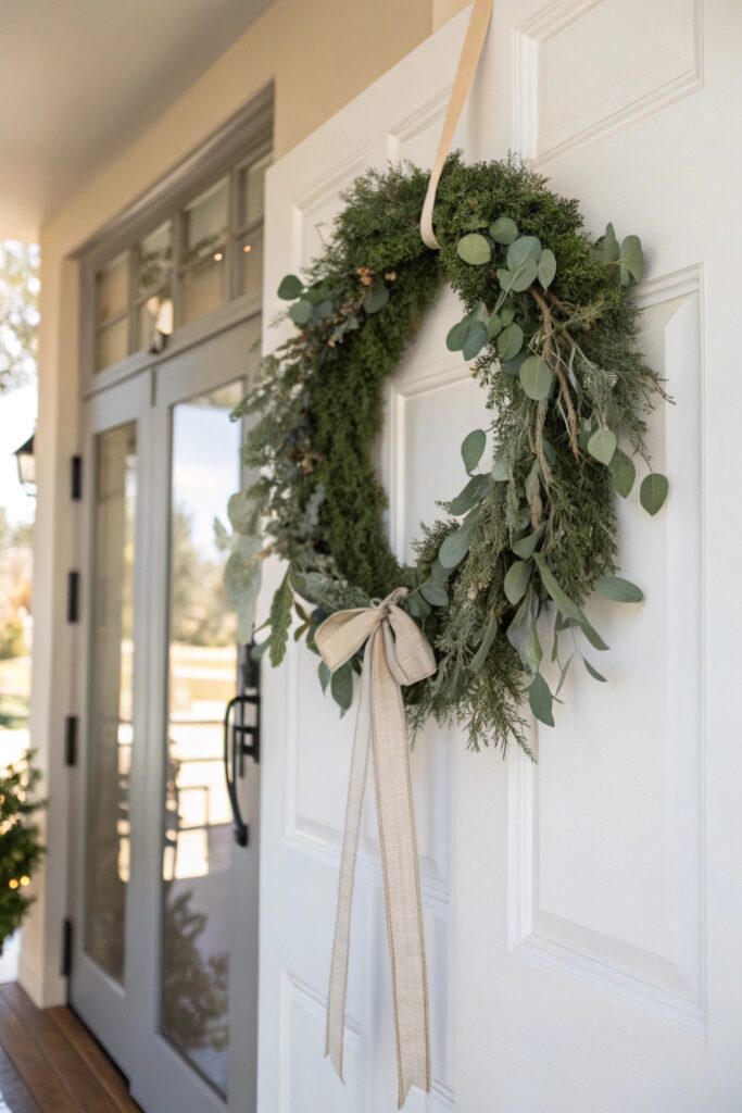 10 Faux Eucalyptus Decor Ideas That Look Surprisingly Real faux eucalyptus wreath door