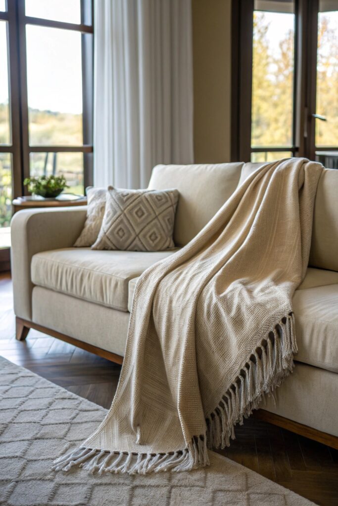12 Ways to Decorate a Couch With Throw Blankets Like a Designer half fold over back throw blanket couch