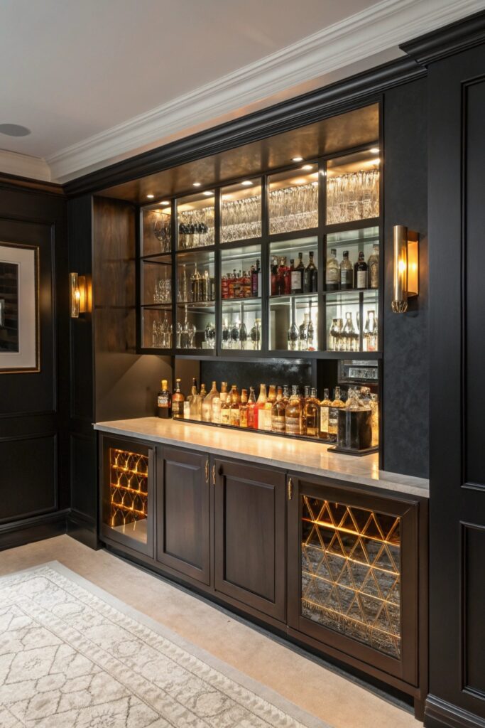 10 Home Lounge Room Bar Ideas Perfect for Entertaining Guests statement backsplash accent wall bar
